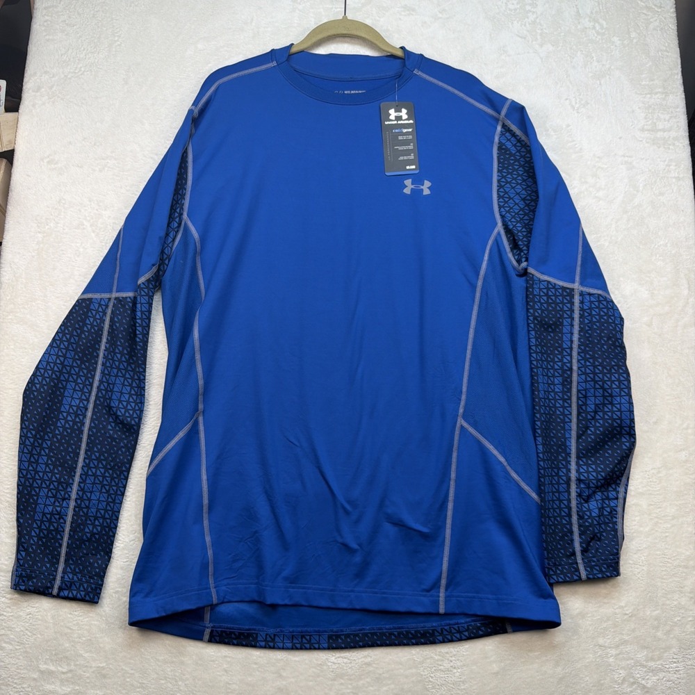Under Armour ColdGear Compression‎ Shirt Mens 2XL Blue Long Sleeve Base Layer